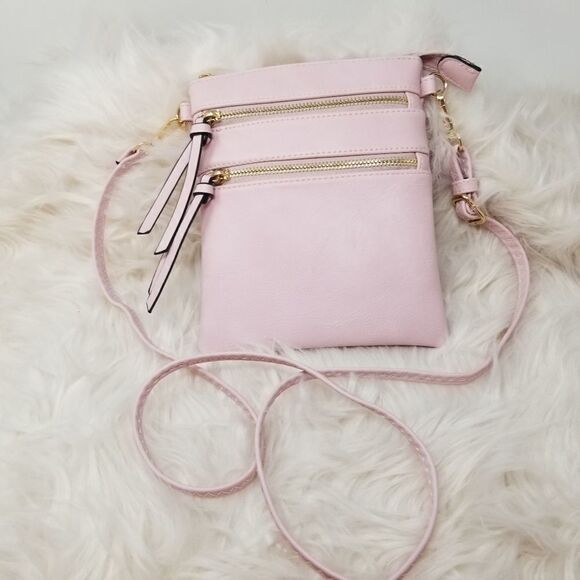 Light pink leather look crossbody bag - Picture 10 of 12